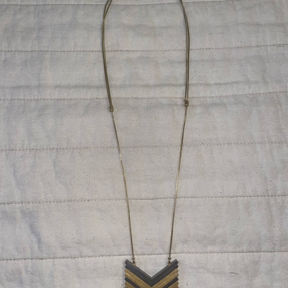 Madewell Gold and Silver tone Chevron Necklace Adjustable Chain - Picture 3 of 13